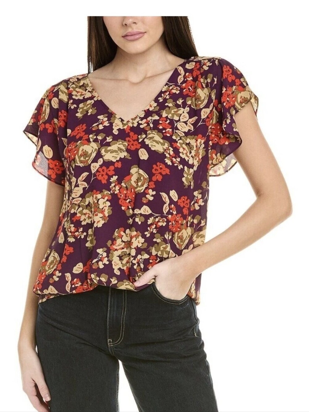 Cabi A La Mode Top Women's Size Med Ophelia Print Boho Flowy Floral Feminine